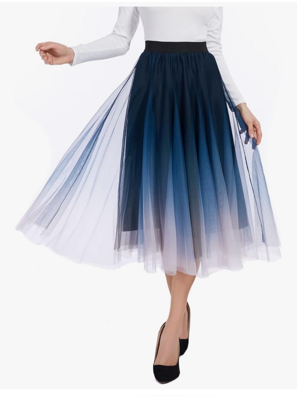 New! Tulle Midi Skirt (Gradient Pink)